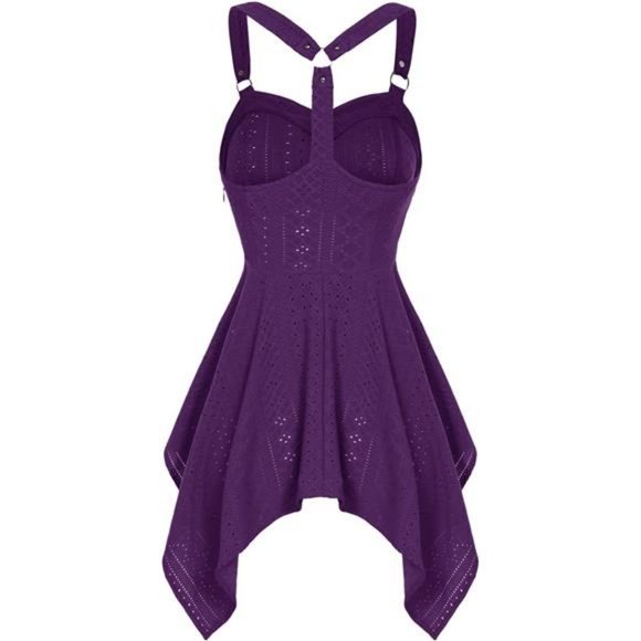 Women Goth Tank Top Flowy Racerback Tank Tops Chiffon Sleeveless Camisole - Picture 2 of 5